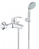 Смеситель для ванны GROHE Eurosmart с душевым набором (настенный держатель, ручной душ), 33302002 — фото, характеристики, купить в NOVOCHERKASSK-CLIMBO