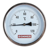 ROMMER Термометр биметаллический 100 мм 120 градусов с погружной гильзой 100 мм 1/2 — фото, характеристики, купить в NOVOCHERKASSK-CLIMBO
