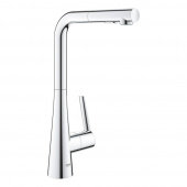 Смеситель для кухни GROHE Zedra с выдвижной лейкой, L-образный излив с 2 режимами струи, хром (32553002) — фото, характеристики, купить в NOVOCHERKASSK-CLIMBO