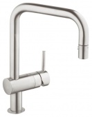Смеситель для кухни GROHE Minta с выдвижным U-изливом/лейкой, 32322DC0 — фото, характеристики, купить в NOVOCHERKASSK-CLIMBO
