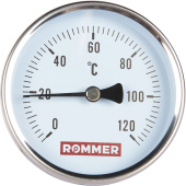 ROMMER Термометр биметаллический 80 мм 120 градусов с погружной гильзой 75 мм 1/2 — фото, характеристики, купить в NOVOCHERKASSK-CLIMBO