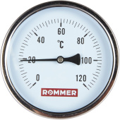 ROMMER Термометр биметаллический 100 мм 120 градусов с погружной гильзой 75 мм 1/2 — фото, характеристики, купить в NOVOCHERKASSK-CLIMBO