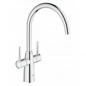 Смеситель для кухни GROHE Ambi с двумя рукоятками, высокий излив, хром (30189000) — фото, характеристики, купить в NOVOCHERKASSK-CLIMBO