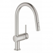 Смеситель для кухни GROHE Minta с выдвижным изливом, суперсталь (32321DC2) — фото, характеристики, купить в NOVOCHERKASSK-CLIMBO