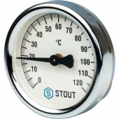 STOUT Термометр биметаллический накладной с пружиной. Корпус Dn 63 мм, 0...120 С, 1"-2" (SIM-0004-630015) — фото, характеристики, купить в NOVOCHERKASSK-CLIMBO