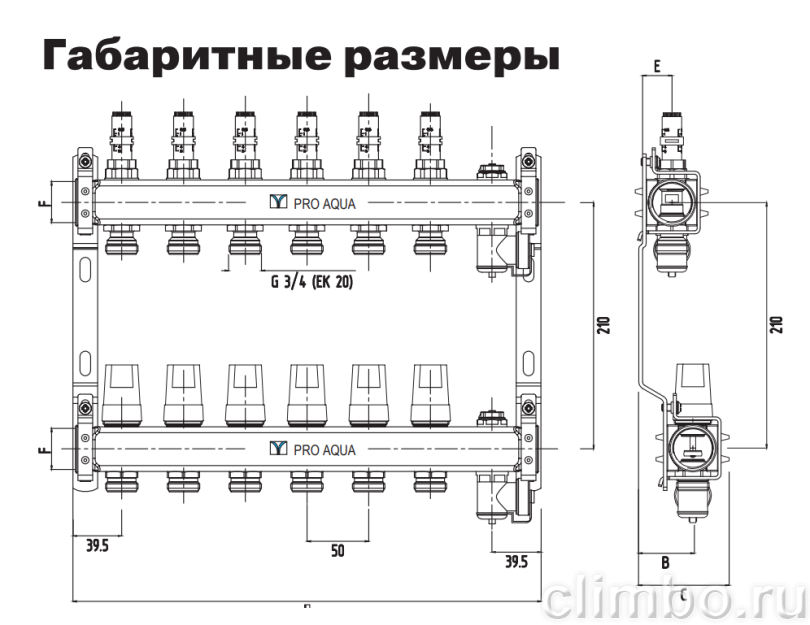 PRO AQUA Коллекторный блок с расходомерами, 6 выходов — фото товара