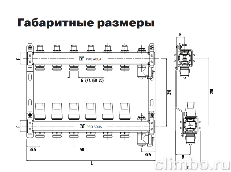 PRO AQUA Коллекторный блок с регулировочными клапанами, 5 выходов — фото товара